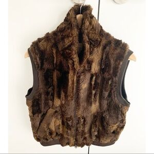 PERRY ELLIS Vintage Chocolate Brown Faux Fur Vest 10